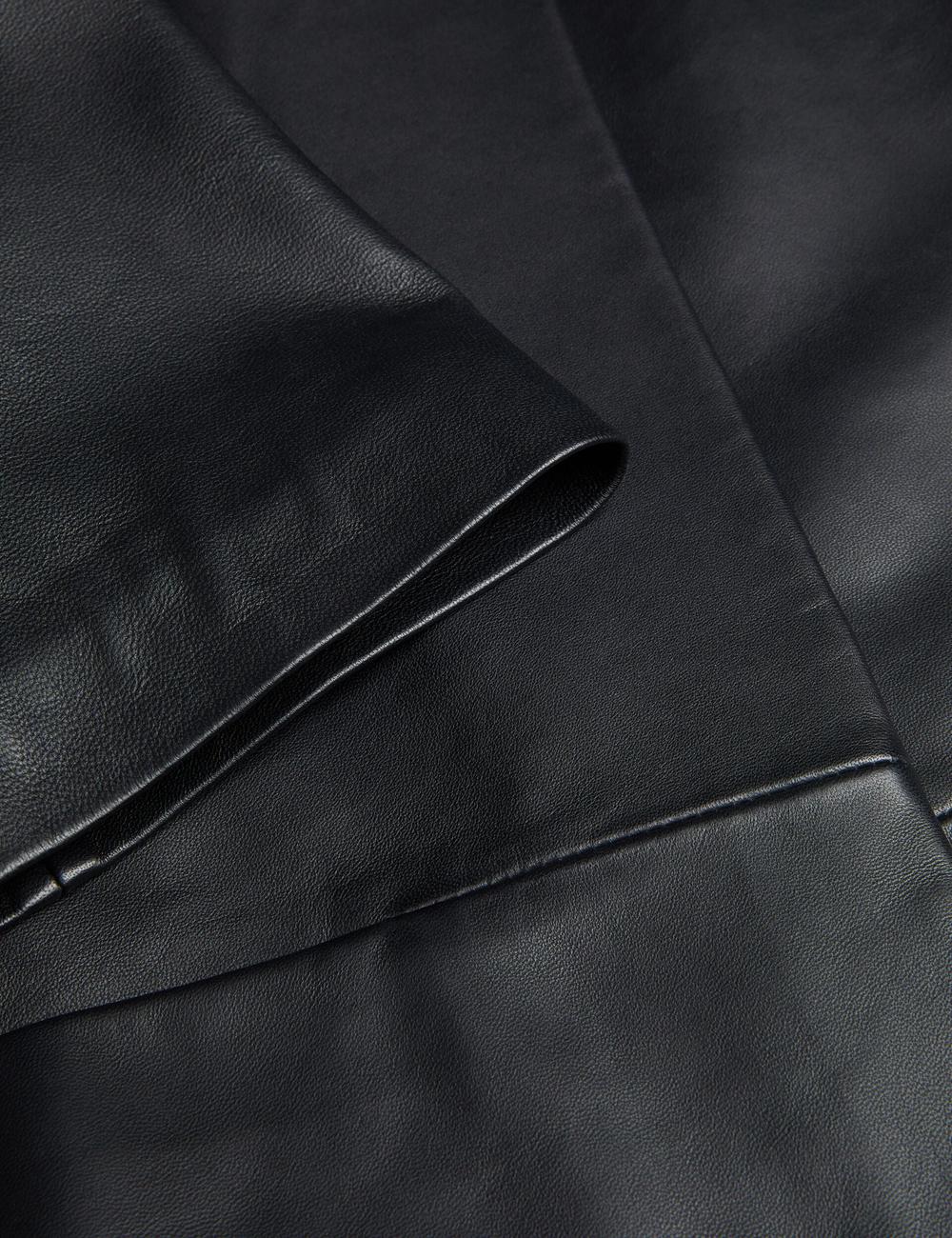 Women Ted Baker OBINO - Cropped Sleeve Open Leather Jackets Black | Egypt  ZTOEX-2103