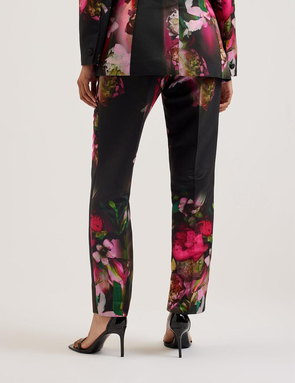 Women Ted Baker OKUNIT - Tapered Leg Floral Print Tailored Trousers Black | Egypt  QXNVS-4025