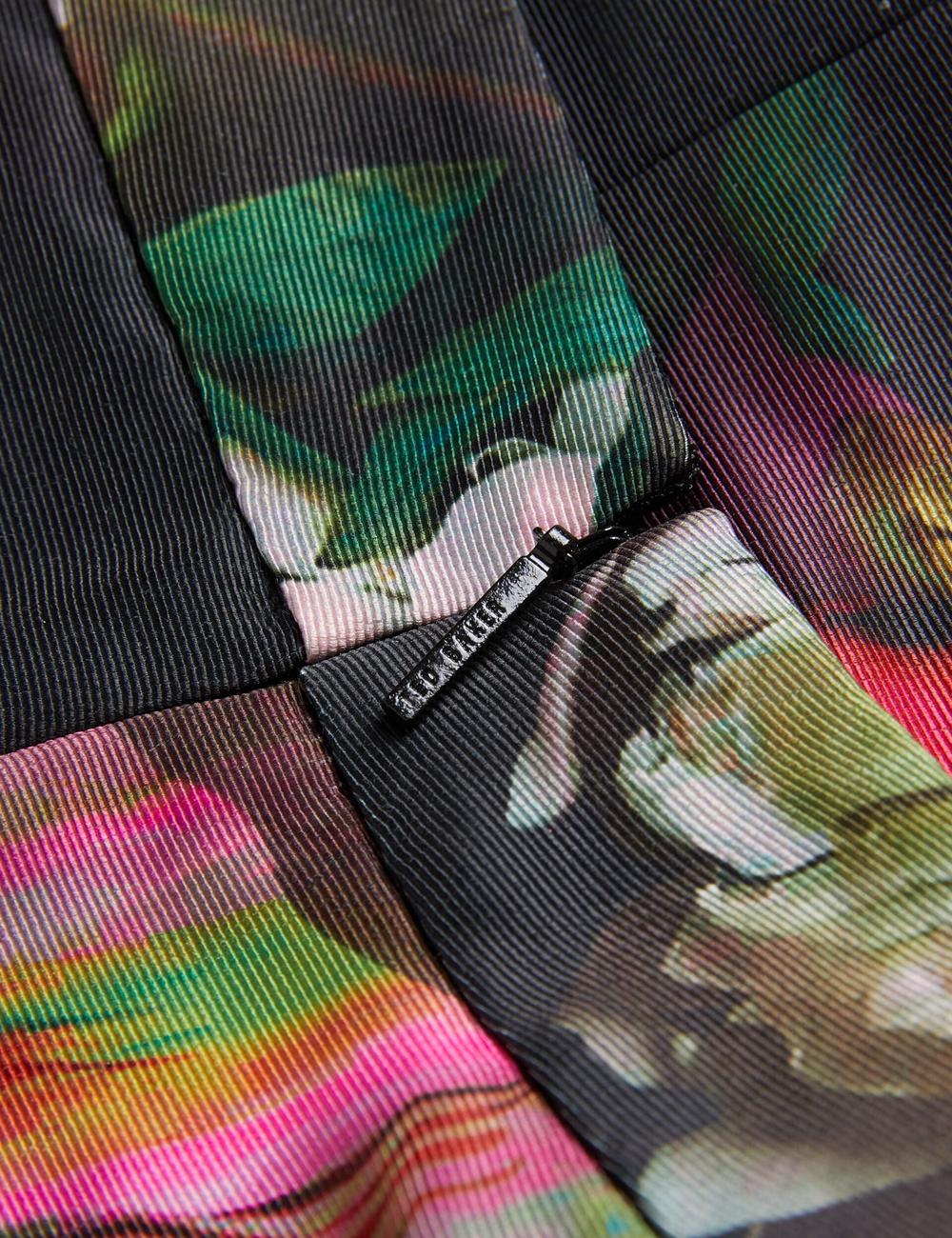 Women Ted Baker OKUNIT - Tapered Leg Floral Print Tailored Trousers Black | Egypt  QXNVS-4025