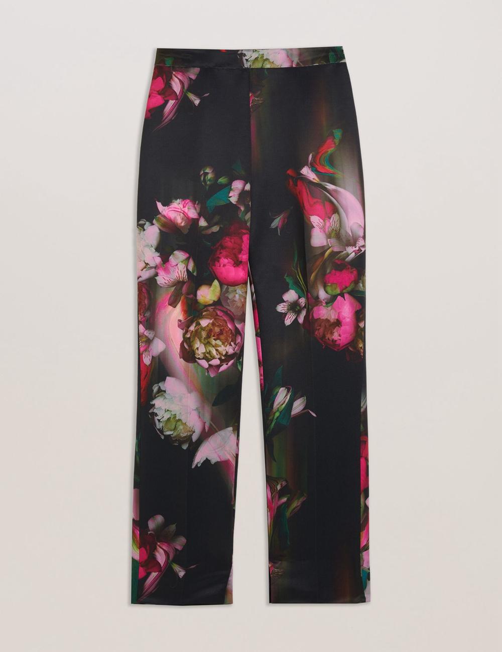 Women Ted Baker OKUNIT - Tapered Leg Floral Print Tailored Trousers Black | Egypt  QXNVS-4025