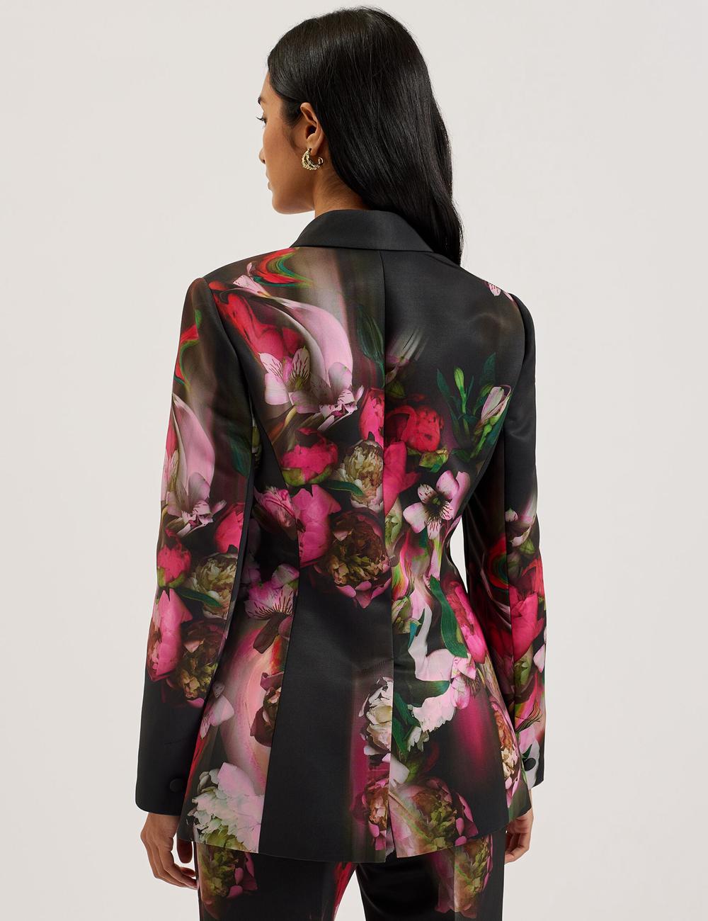 Women Ted Baker OKUNI - Fitted Floral Print Tailored Blazers Black | Egypt  CFMES-9167