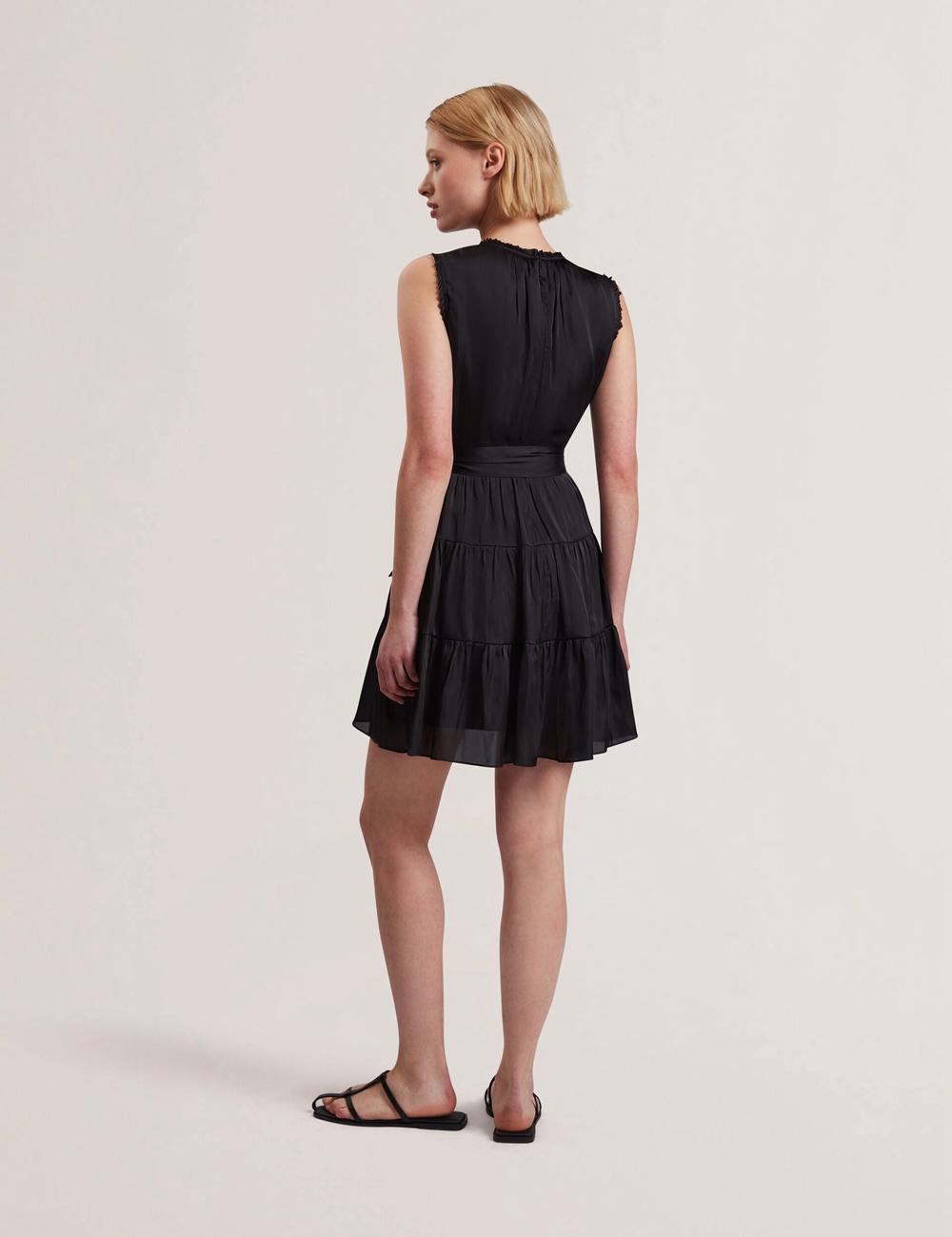 Women Ted Baker OTIANA - Sleeveless Waistred Mini Dresses Black | Egypt  AQVMO-1832