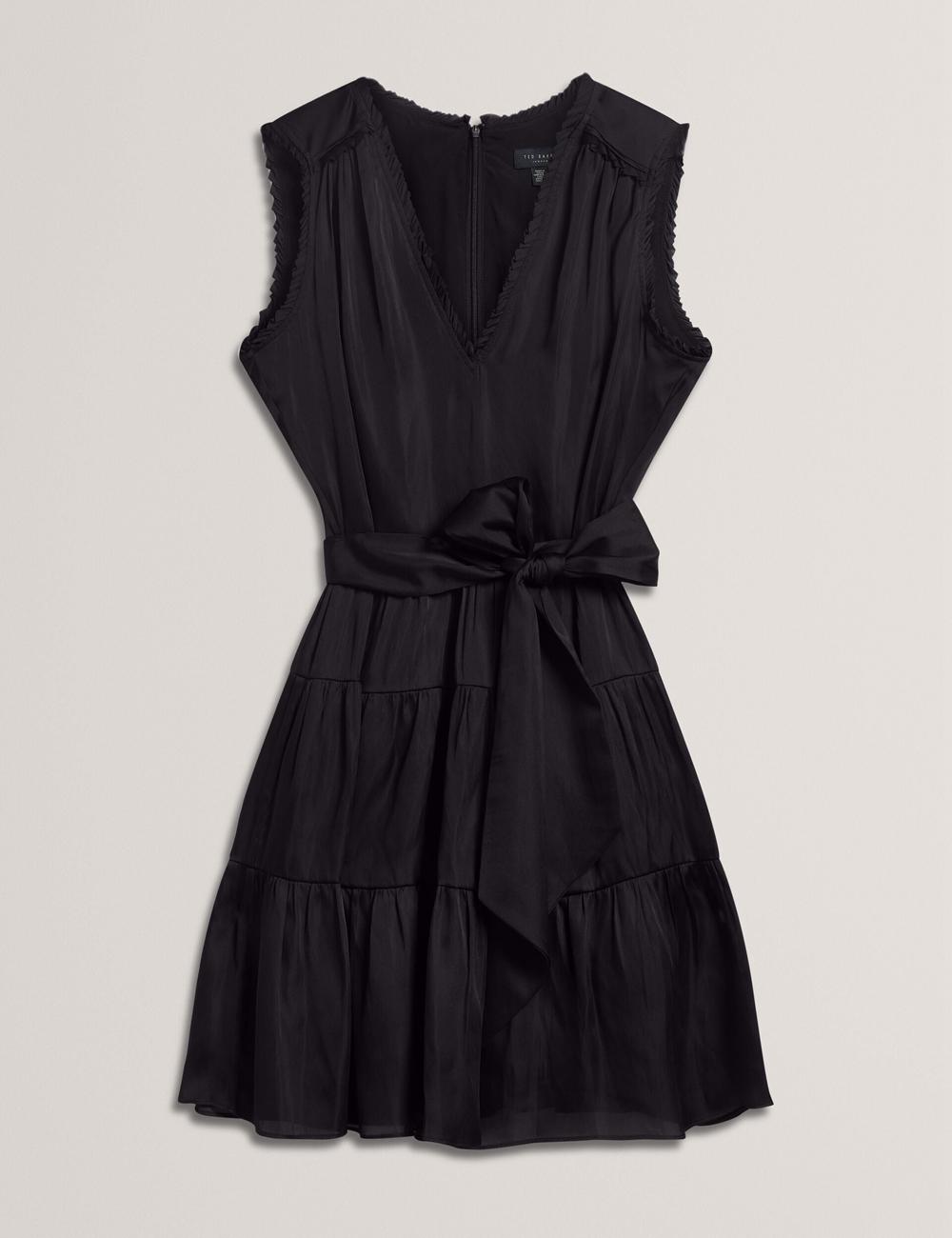 Women Ted Baker OTIANA - Sleeveless Waistred Mini Dresses Black | Egypt  AQVMO-1832
