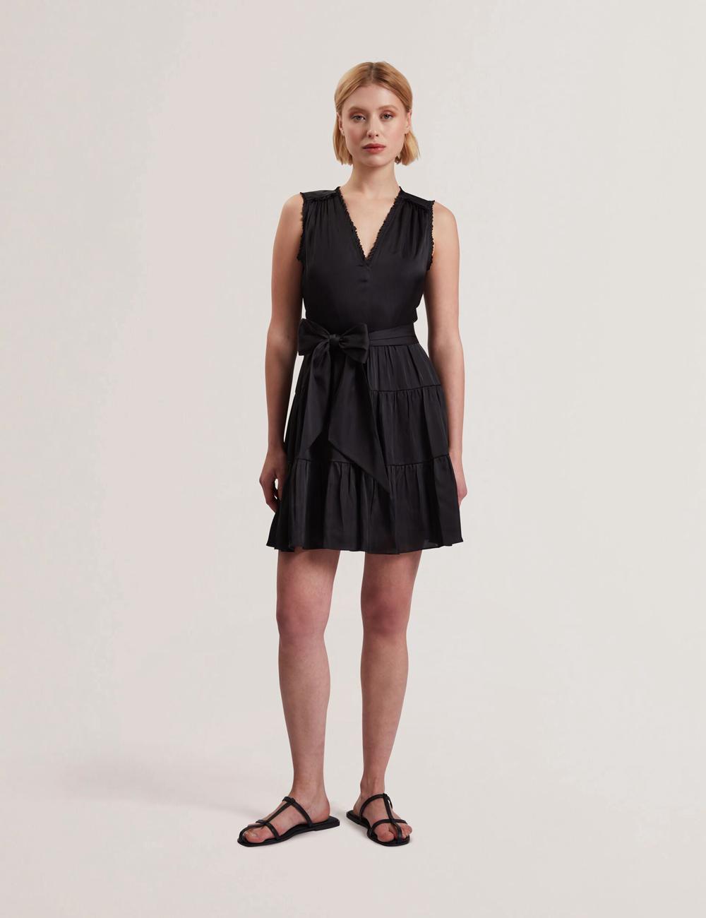 Women Ted Baker OTIANA - Sleeveless Waistred Mini Dresses Black | Egypt  AQVMO-1832