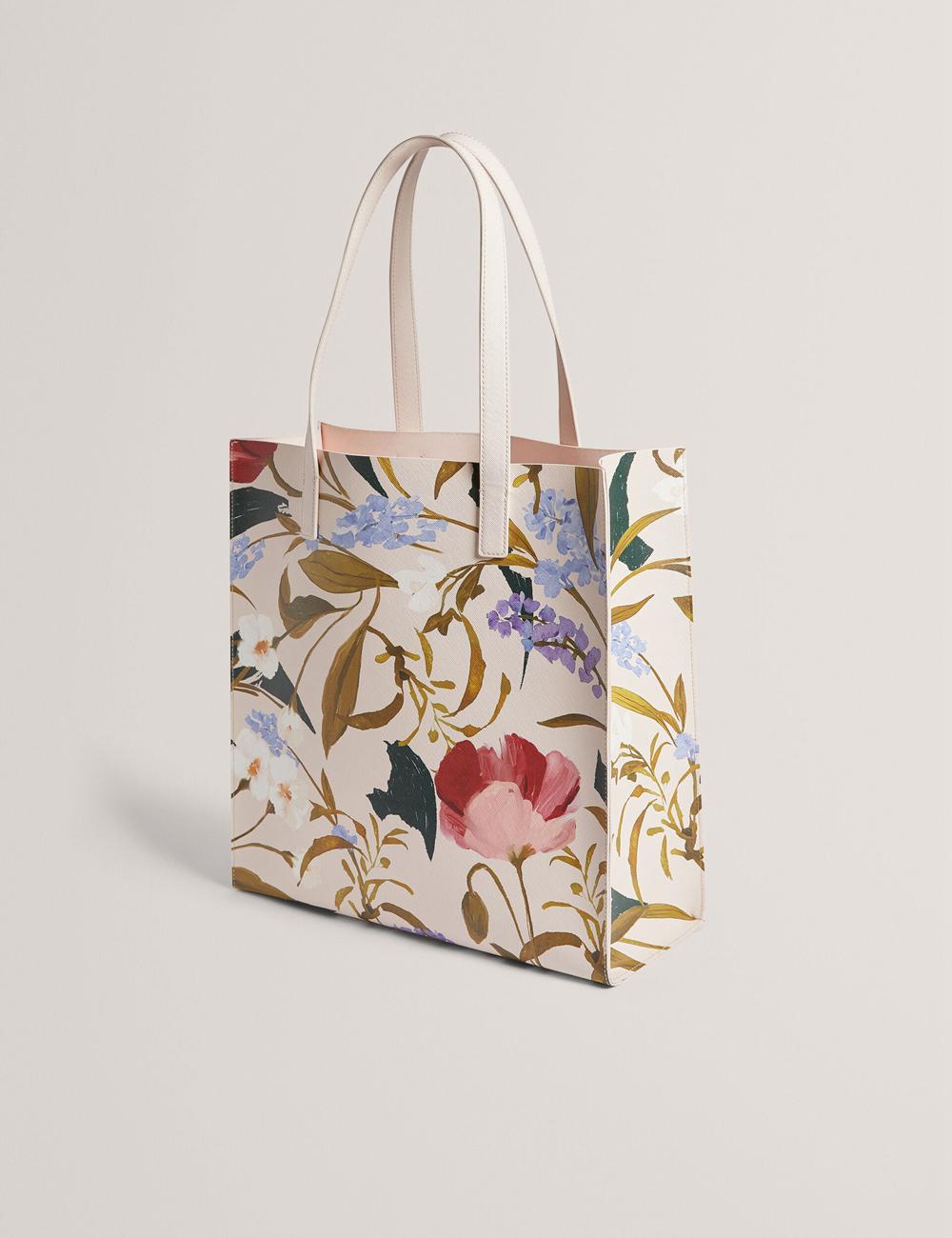 Women Ted Baker PALAMAA - Floral Print PU Leather Large Tote Bags Pink | Egypt  CQXIL-4035