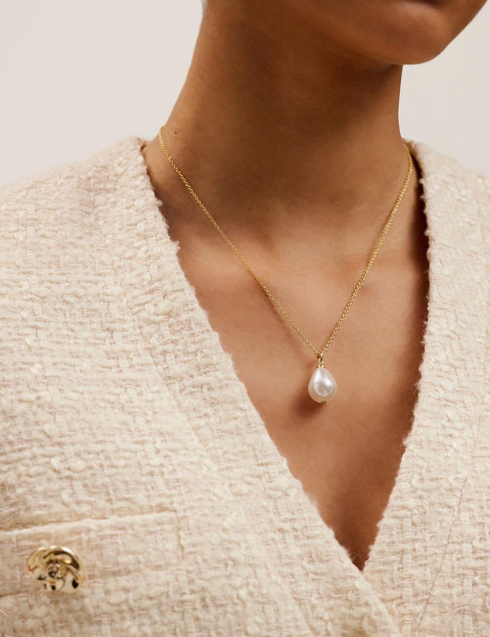 Women Ted Baker PARMLIA - Pearl Drop Pendant Necklaces Gold | Egypt  XHICG-1945