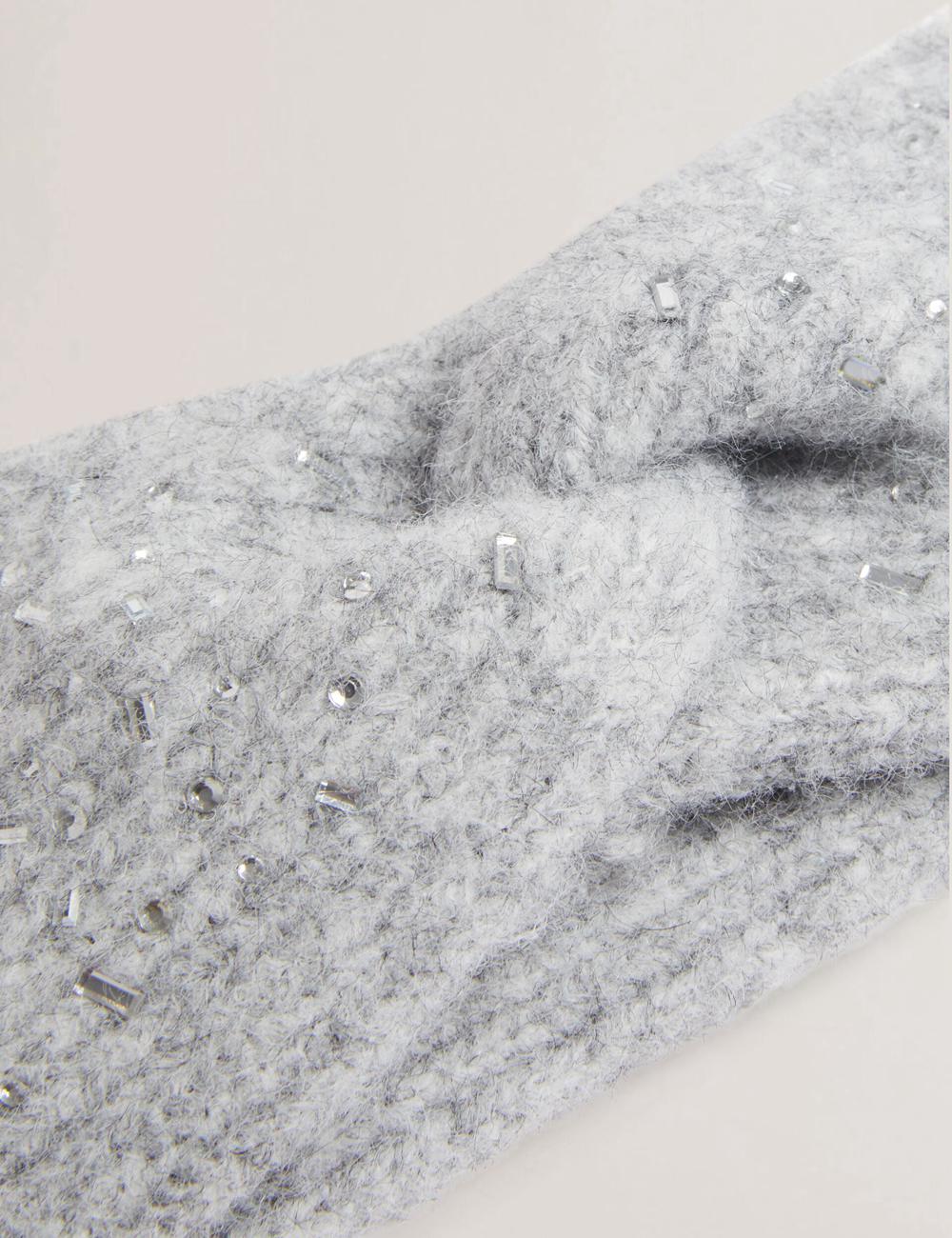 Women Ted Baker PENAOPA - Rhinestone Detail Knitted Headbands Grey | Egypt  CGHRF-5970
