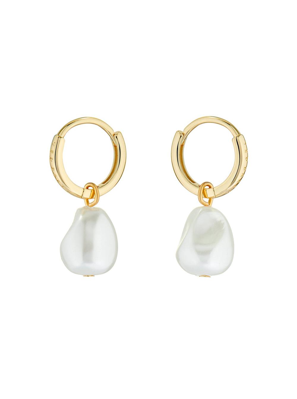 Women Ted Baker PERIAA - Pearl Drop Pendant Huggie Earrings Gold | Egypt  XKVQG-4510