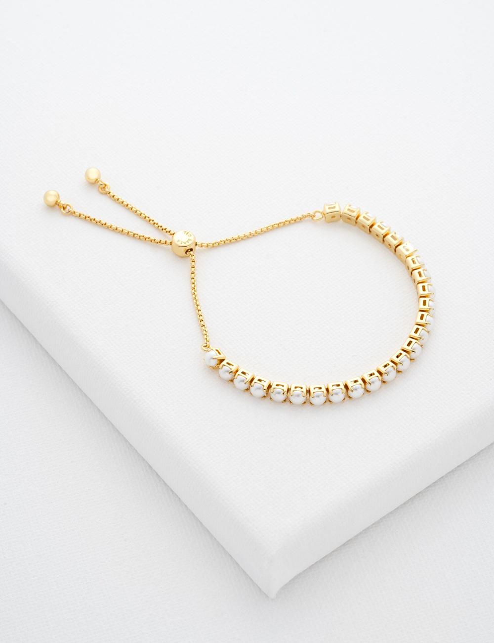 Women Ted Baker PERRMEL - Pearl Adjustable Tennis Bracelets Gold | Egypt  CMZDX-7513