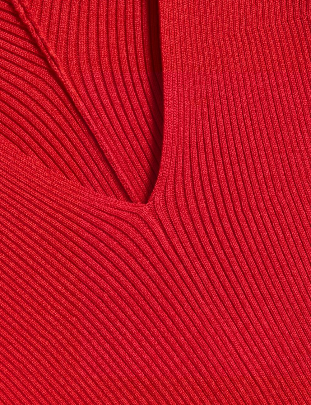 Women Ted Baker PRICILA - Shaped Sleeve Knitted Bodycon Midi Dresses Red | Egypt  QZUAN-0268