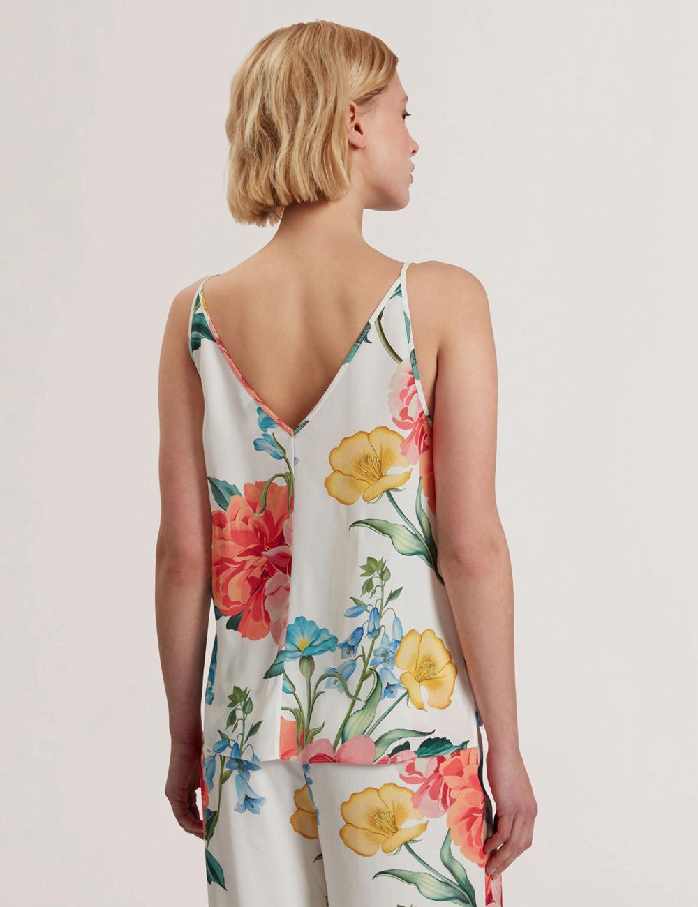 Women Ted Baker PURRLA - Floral Print Scoop Neck Sleeveless Tops White | Egypt  WFBDK-1807