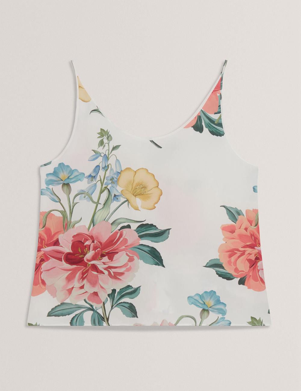 Women Ted Baker PURRLA - Floral Print Scoop Neck Sleeveless Tops White | Egypt  WFBDK-1807