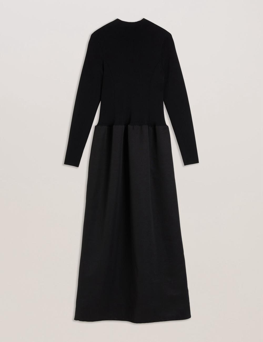 Women Ted Baker PYLIA - Structured With Knitted Bodice Maxi Dresses Black | Egypt  YORTH-3256
