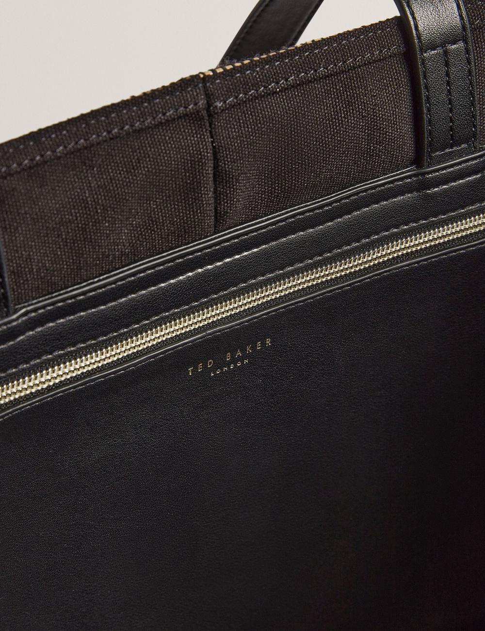 Women Ted Baker RAFIYA - Woven Colour Block Folding Shopper Shopper Bags Black | Egypt  AIRZT-7319