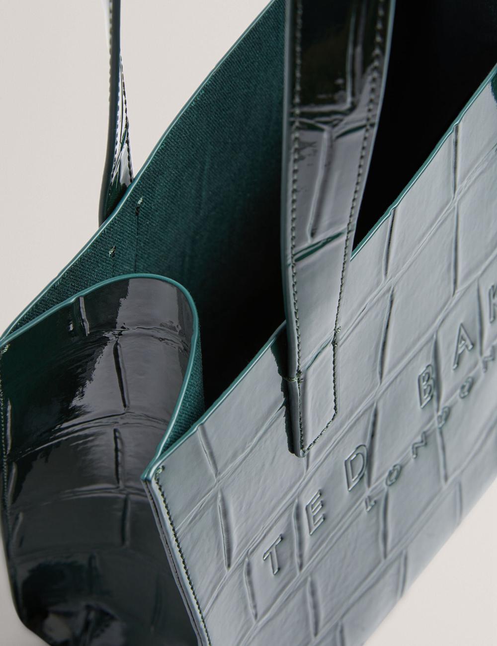 Women Ted Baker REPTCON - Croc Effect Small Tote Bags Mid-Green | Egypt  ZCBUI-2935