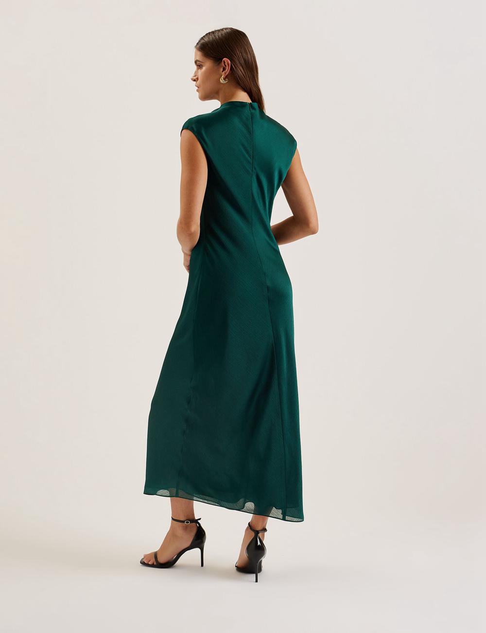 Women Ted Baker RIMINI - Chiffon Drape Neck Detail Maxi Dresses Dk-Green | Egypt  RSQZO-2590