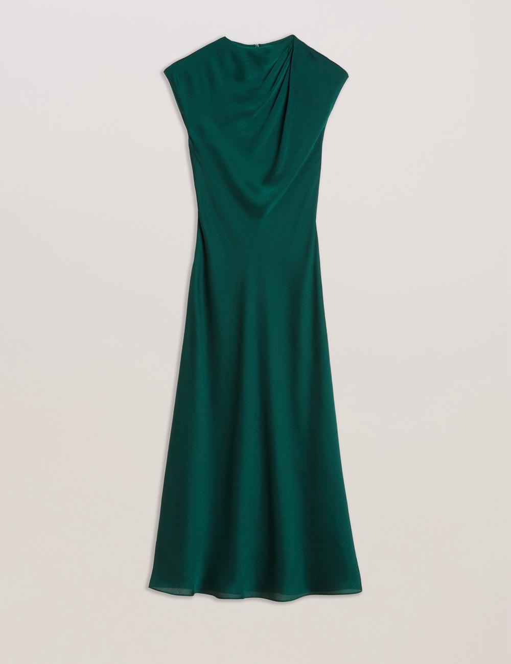 Women Ted Baker RIMINI - Chiffon Drape Neck Detail Maxi Dresses Dk-Green | Egypt  RSQZO-2590