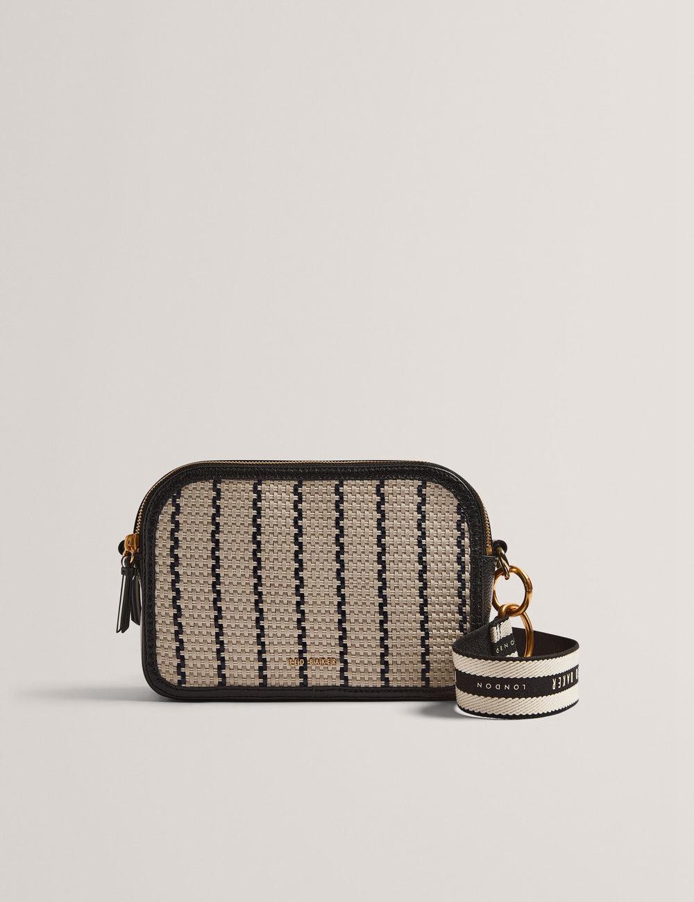 Women Ted Baker RIVEA - Woven Panel Faux Leather Camera Camera Bag Navy | Egypt  CLMRZ-3492