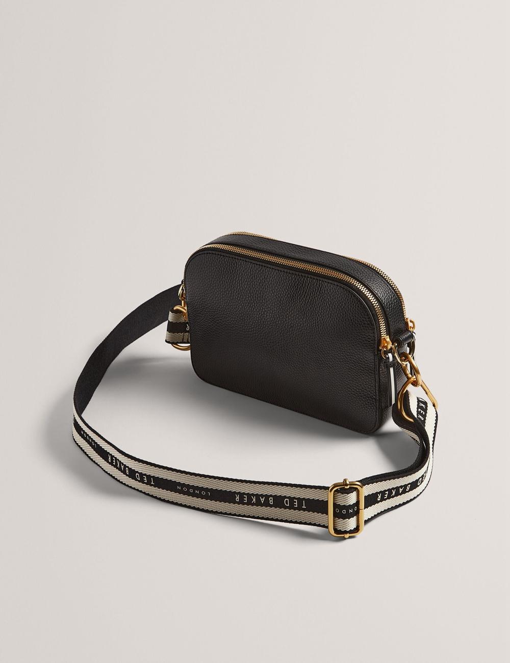 Women Ted Baker RIVEA - Woven Panel Faux Leather Camera Camera Bag Navy | Egypt  CLMRZ-3492