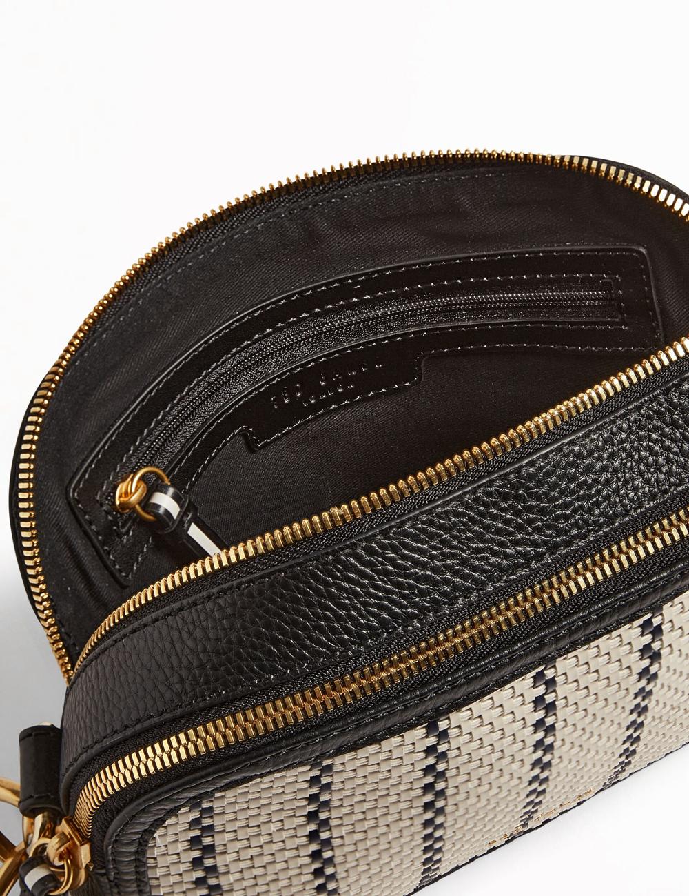 Women Ted Baker RIVEA - Woven Panel Faux Leather Camera Camera Bag Navy | Egypt  CLMRZ-3492