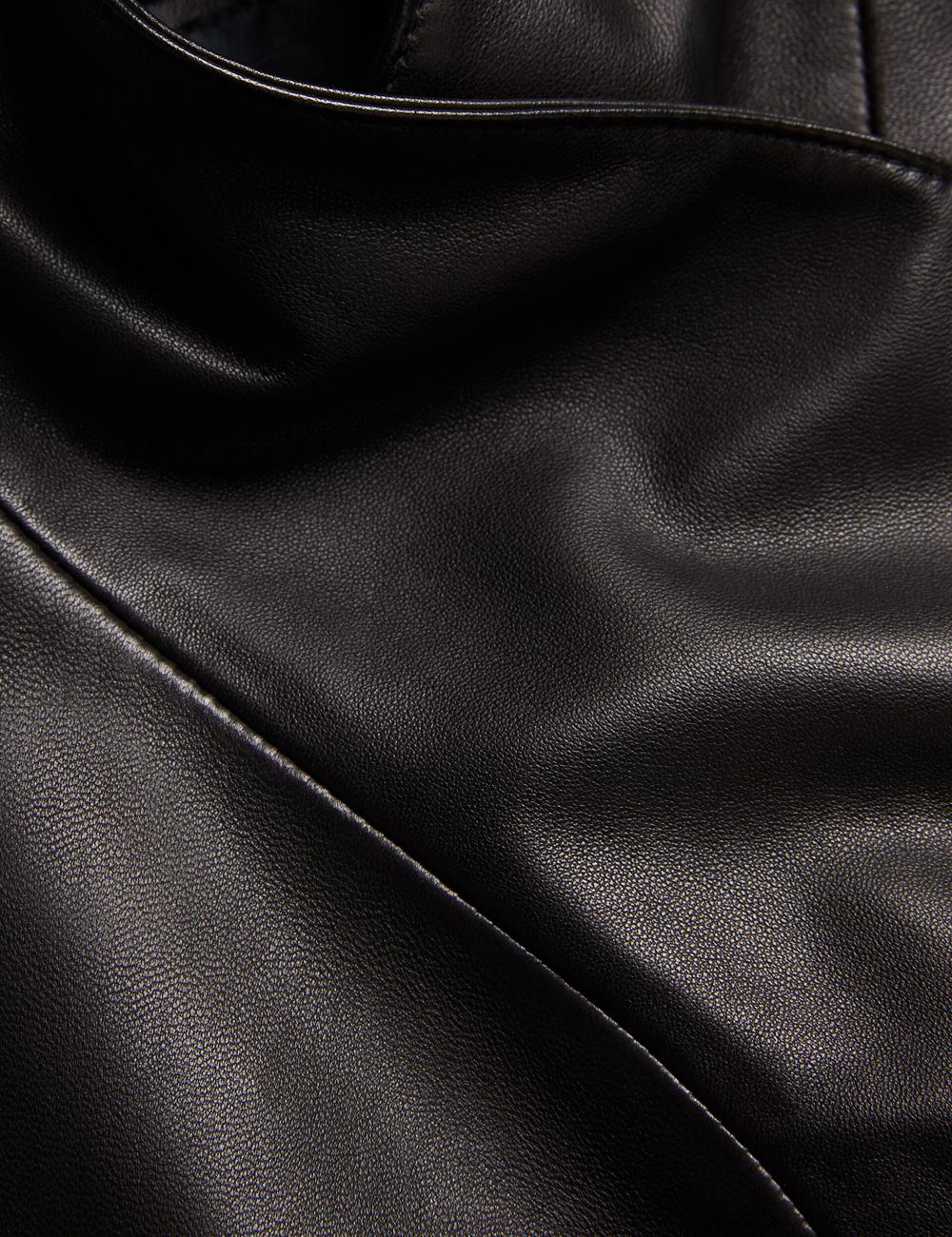 Women Ted Baker RIYOZE - Wrap Front Cropped Leather Jackets Black | Egypt  FLYKO-9316