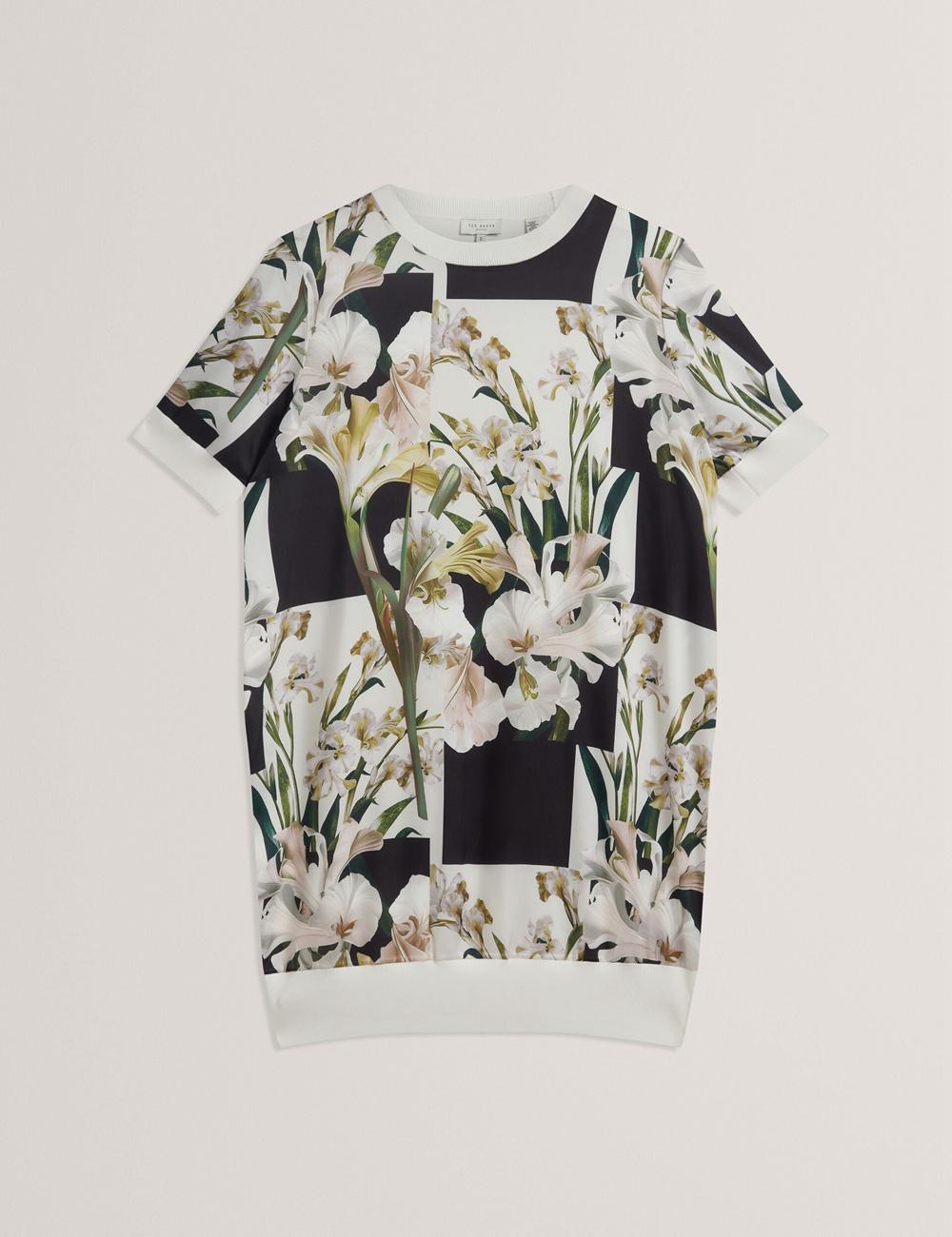 Women Ted Baker RONEEA - Printed Front Knitted Mini Dresses Ivory | Egypt  LMNID-5091
