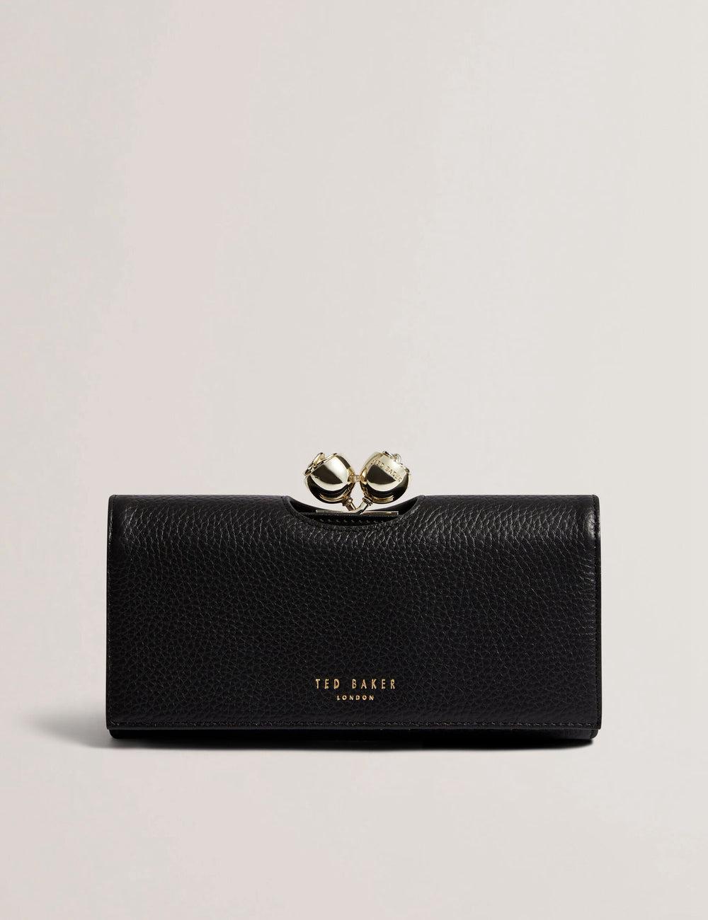 Women Ted Baker ROOSALI - Rose Clasp Large Bifold Leather Purses Black | Egypt  KEGUQ-0345
