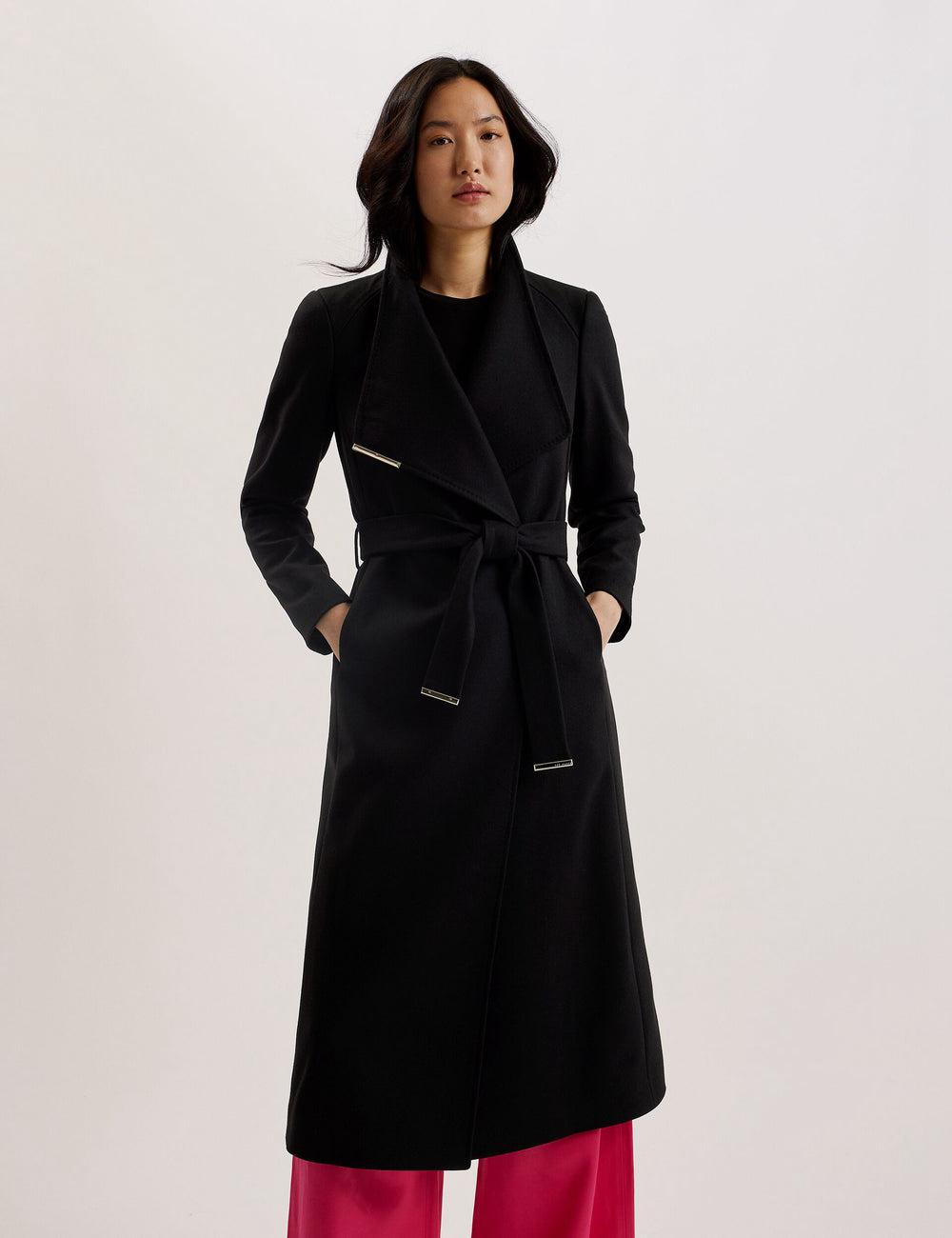 Women Ted Baker ROSELL Wool Wool Coats Black | Egypt  UAGQD-7028