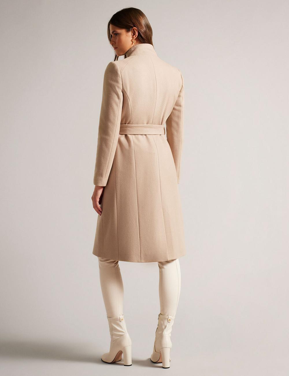 Women Ted Baker ROSE - Midi Length Belted Wool Wrap Coat Jackets Camel | Egypt  DMKWV-7946