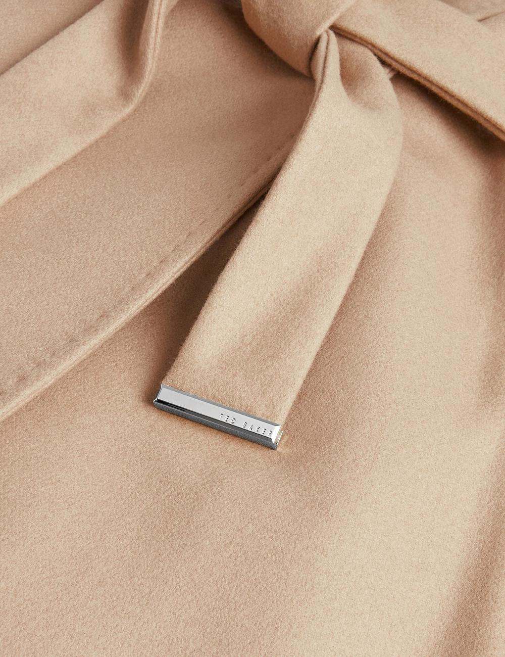 Women Ted Baker ROSE - Midi Length Belted Wool Wrap Coat Jackets Camel | Egypt  DMKWV-7946