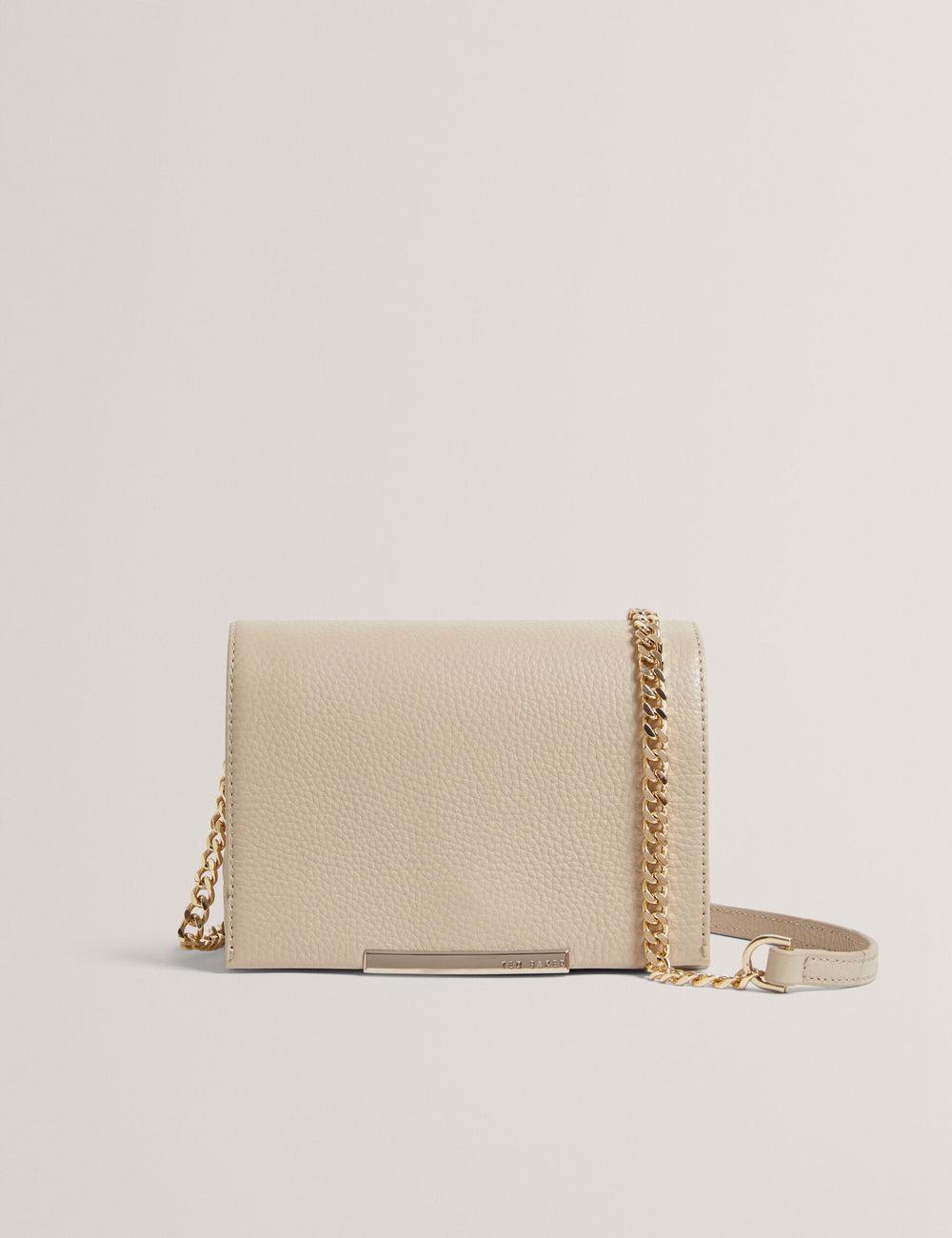 Women Ted Baker ROUSEN - Bar Detail Fold Over Leather Crossbody Bags Ecru | Egypt  QZKCE-3462