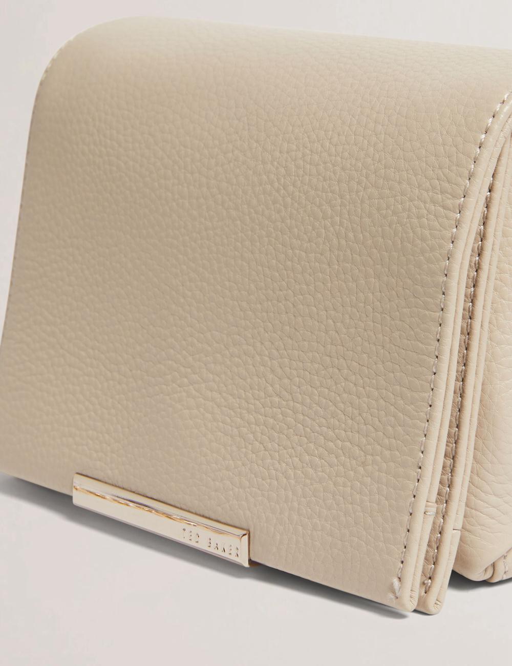 Women Ted Baker ROUSEN - Bar Detail Fold Over Leather Crossbody Bags Ecru | Egypt  QZKCE-3462