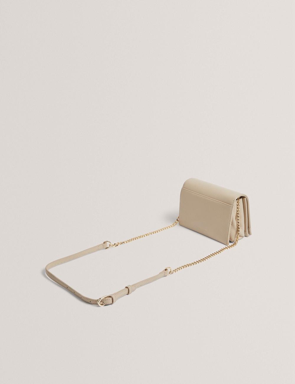 Women Ted Baker ROUSEN - Bar Detail Fold Over Leather Crossbody Bags Ecru | Egypt  QZKCE-3462