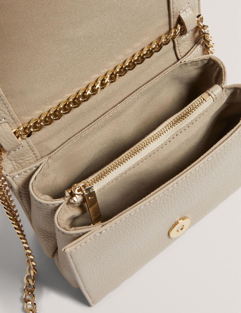 Women Ted Baker ROUSEN - Bar Detail Fold Over Leather Crossbody Bags Ecru | Egypt  QZKCE-3462