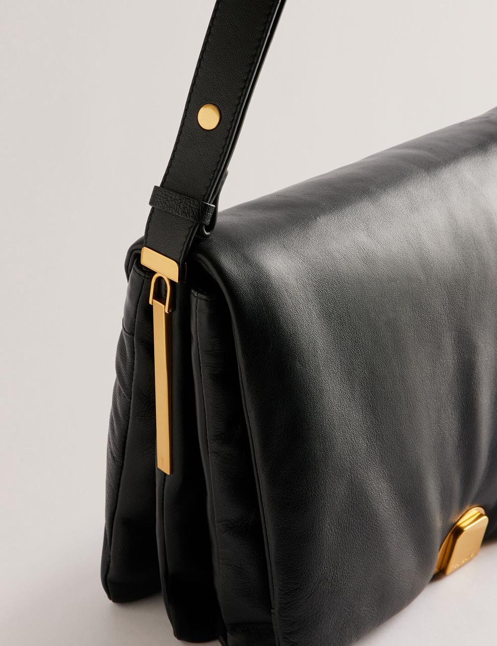 Women Ted Baker SAMILLA - Large Puffy Leather With Lock Shoulder Bags Black | Egypt  EFBYD-4675