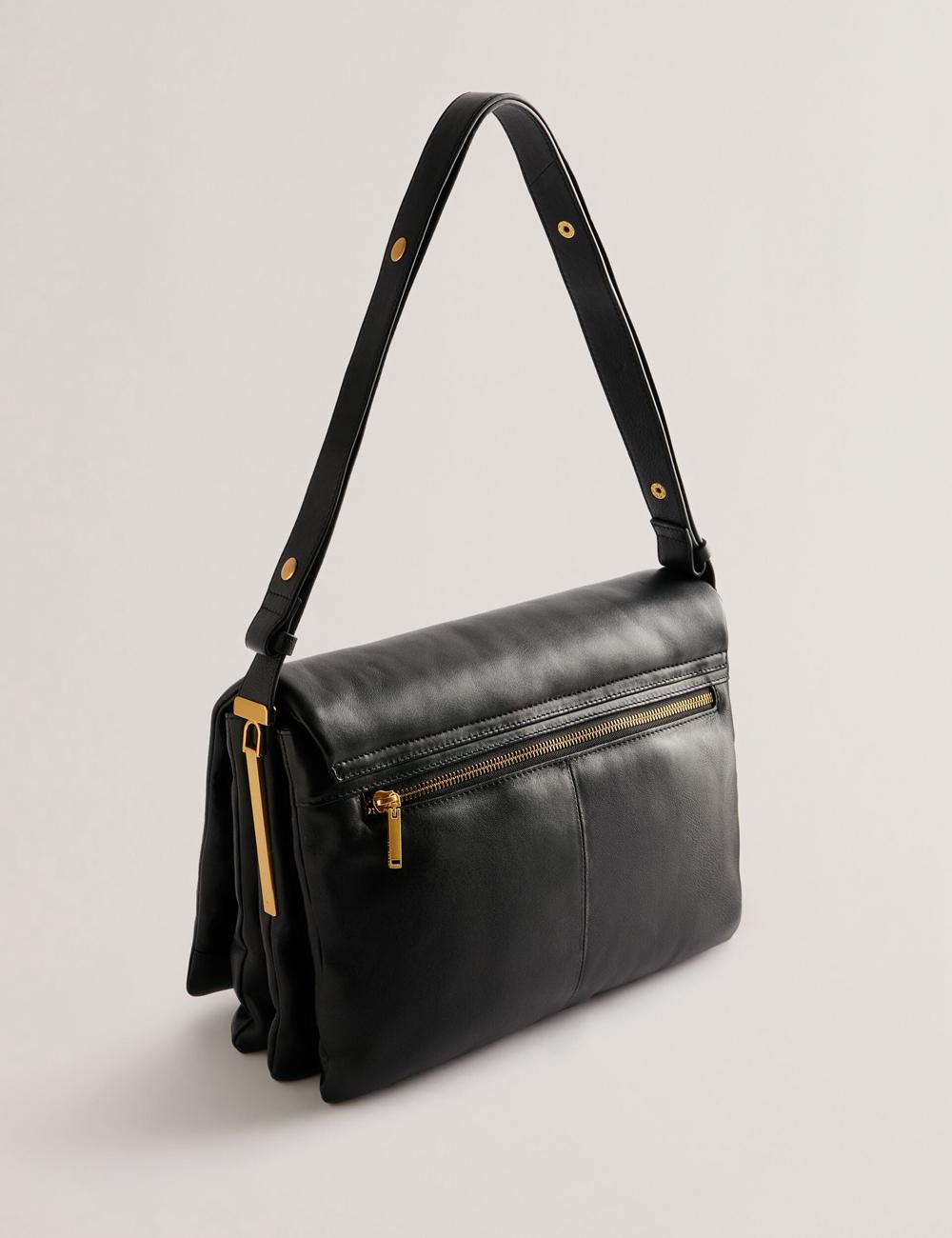 Women Ted Baker SAMILLA - Large Puffy Leather With Lock Shoulder Bags Black | Egypt  EFBYD-4675