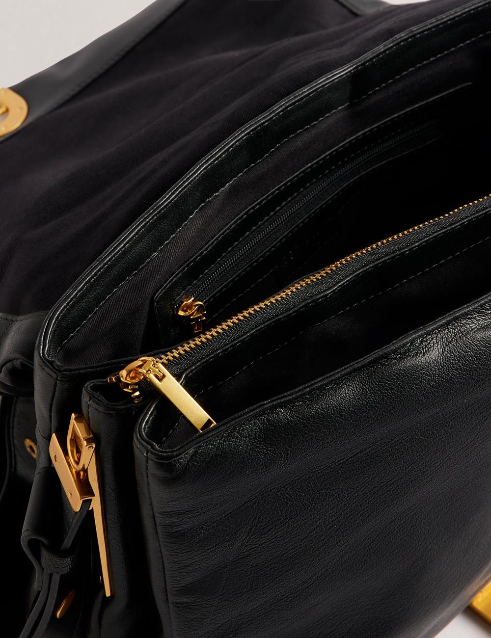 Women Ted Baker SAMILLA - Large Puffy Leather With Lock Shoulder Bags Black | Egypt  EFBYD-4675