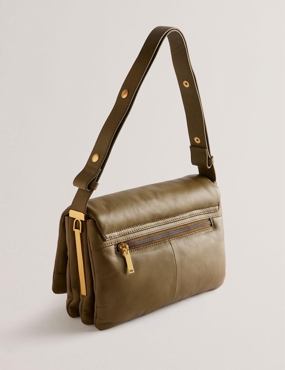Women Ted Baker SAMILLI - Lock Detail Leather Puffy Shoulder Bags Khaki | Egypt  ZNWPG-2649