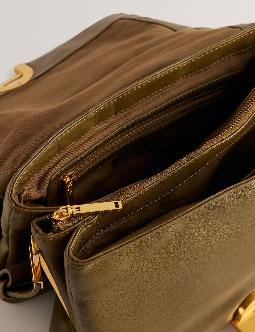 Women Ted Baker SAMILLI - Lock Detail Leather Puffy Shoulder Bags Khaki | Egypt  ZNWPG-2649