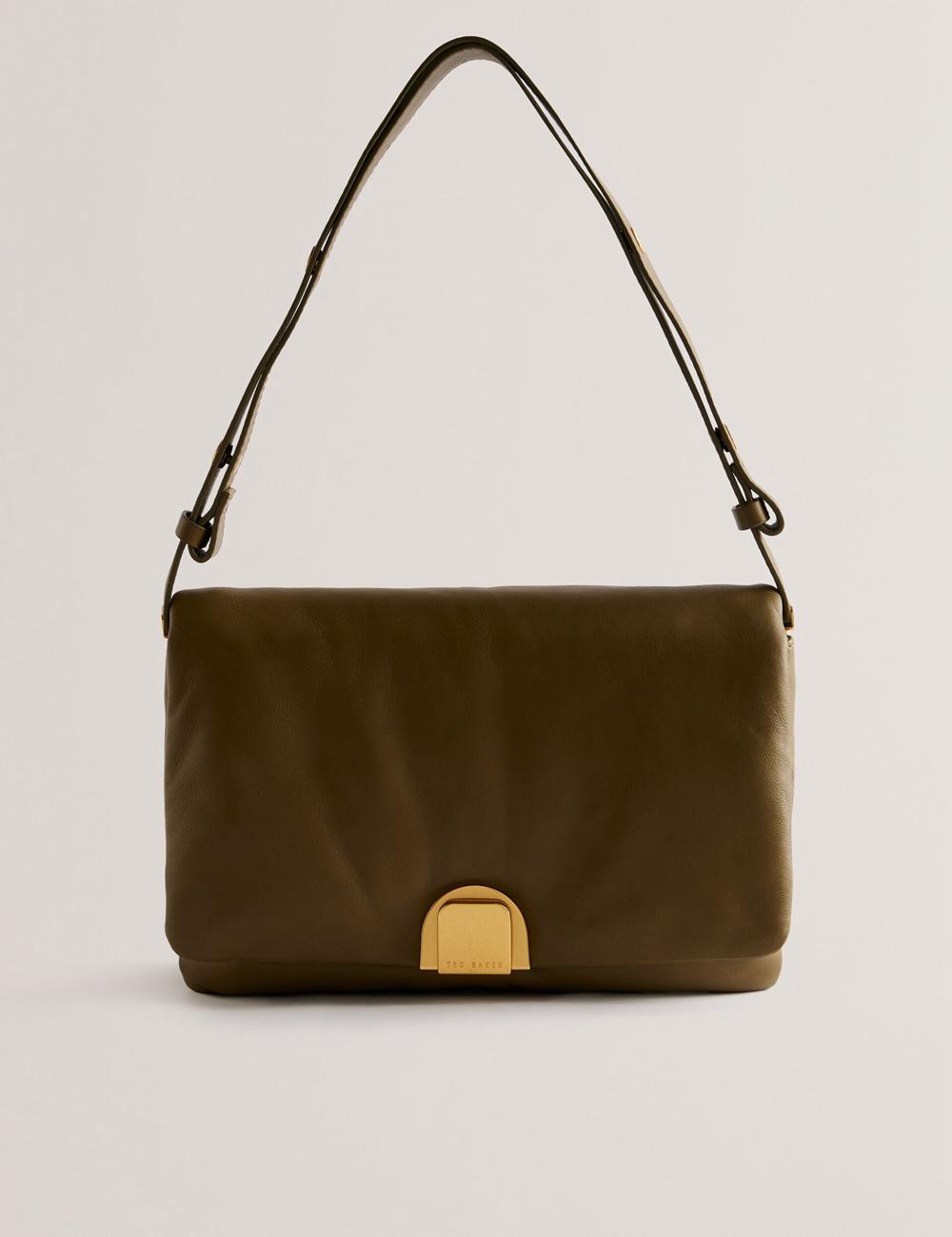 Women Ted Baker SAMILLI - Lock Detail Leather Puffy Shoulder Bags Khaki | Egypt  ZNWPG-2649