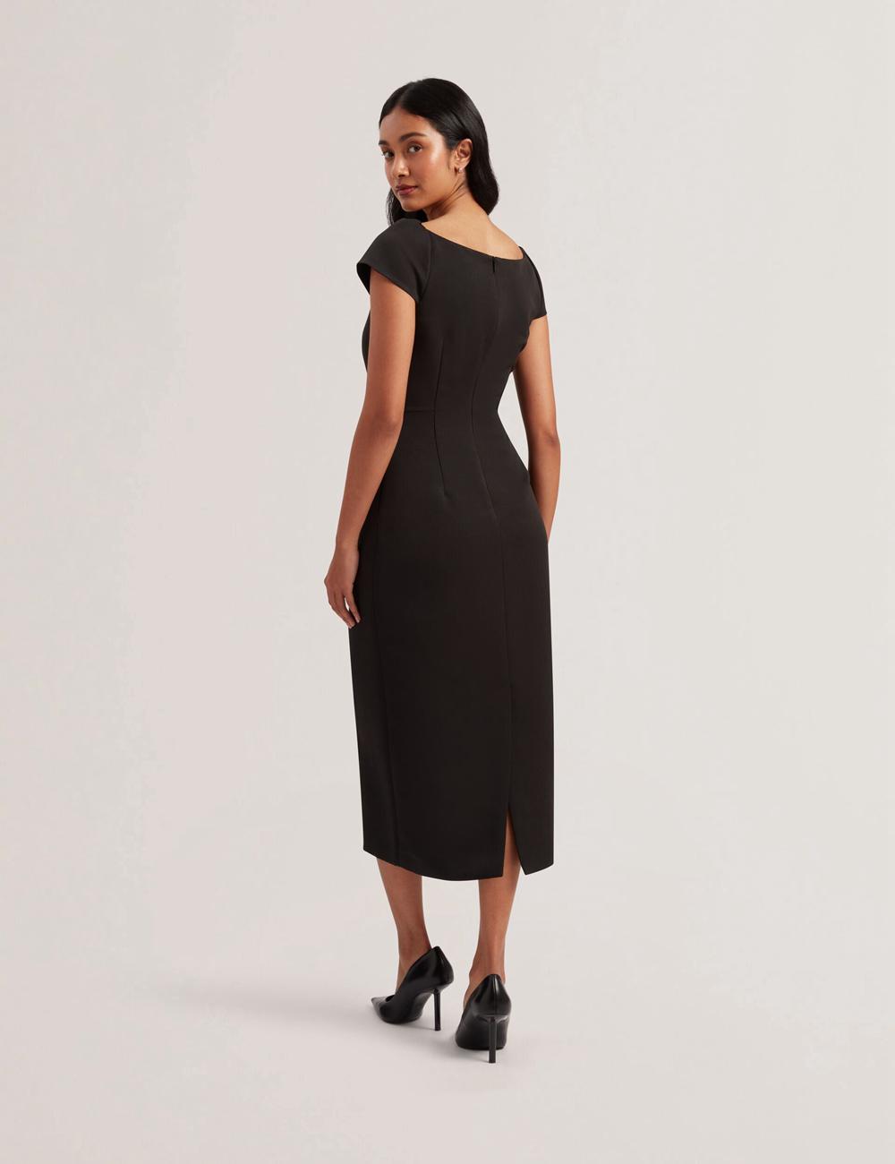 Women Ted Baker SASSARI - Tailored Cap Sleeve Column Midi Dresses Black | Egypt  QJTKE-6498