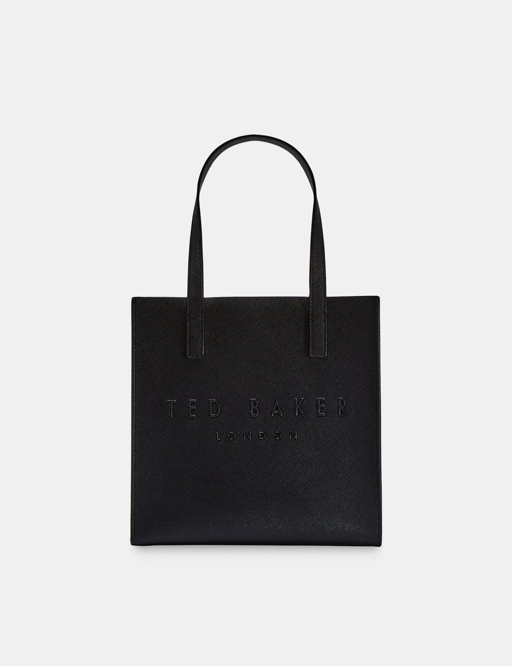 Women Ted Baker SEACON - Textured Faux Leather Small Icon Tote Bags Black | Egypt  XLCYU-9483