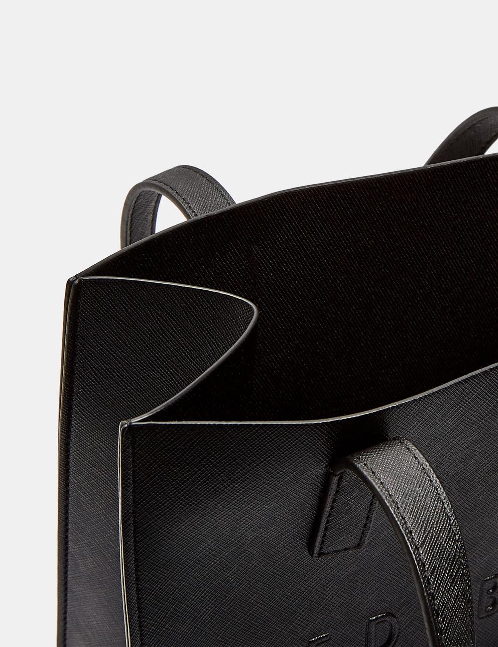 Women Ted Baker SEACON - Textured Faux Leather Small Icon Tote Bags Black | Egypt  XLCYU-9483