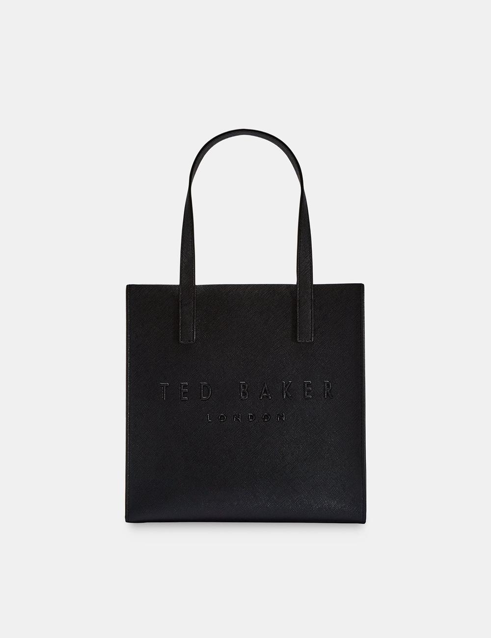 Women Ted Baker SEACON - Textured Faux Leather Small Icon Tote Bags Black | Egypt  XLCYU-9483