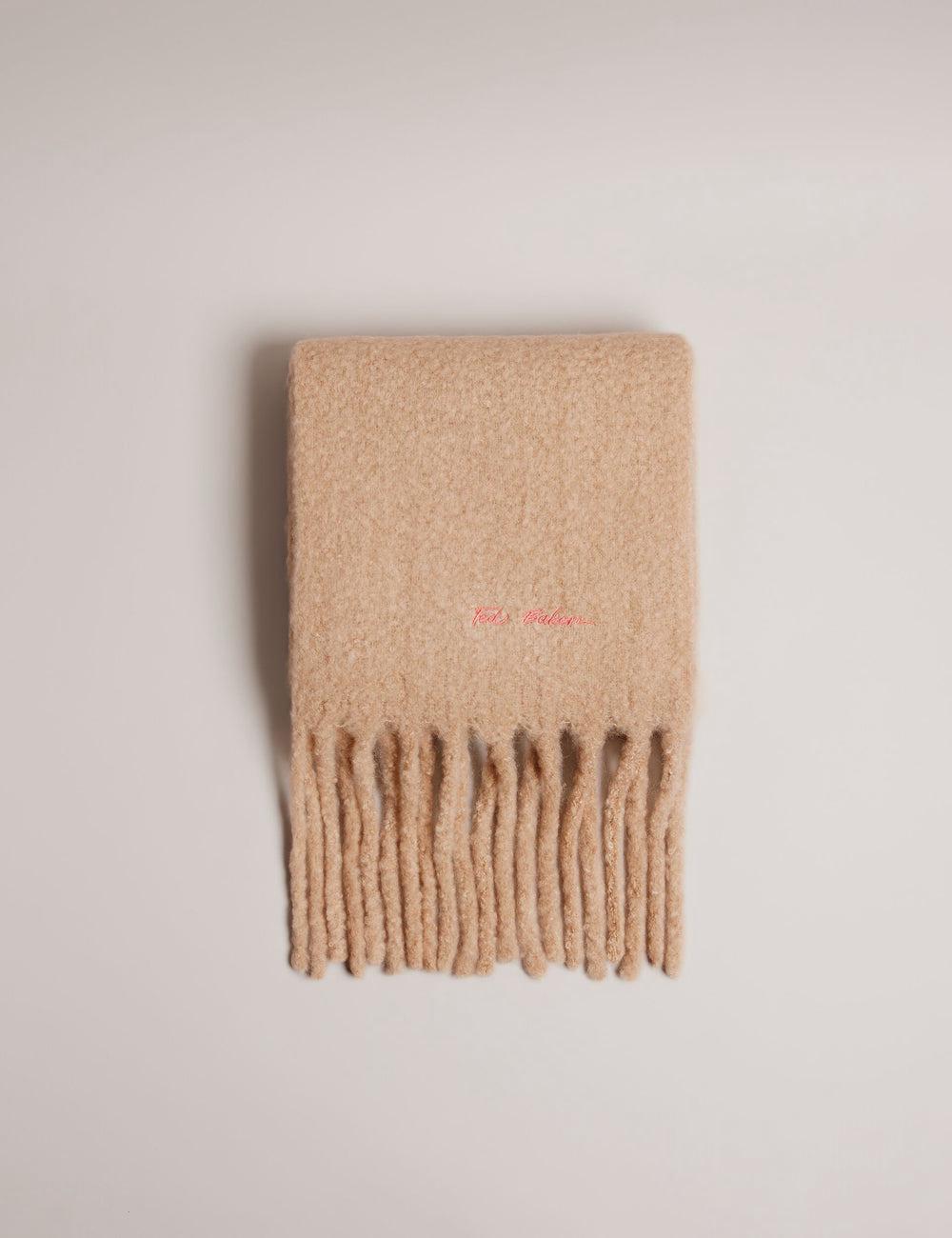 Women Ted Baker SHELMAS - Fluffy Wool Blend Blanket Knitted Scarves Taupe | Egypt  ZHUTE-6523