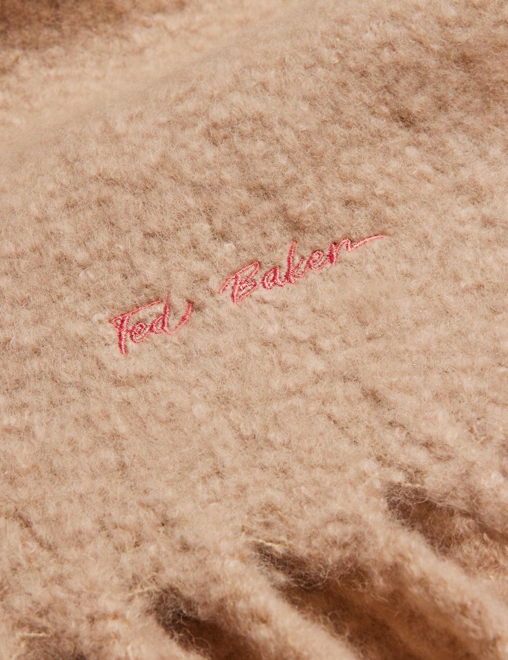Women Ted Baker SHELMAS - Fluffy Wool Blend Blanket Knitted Scarves Taupe | Egypt  ZHUTE-6523