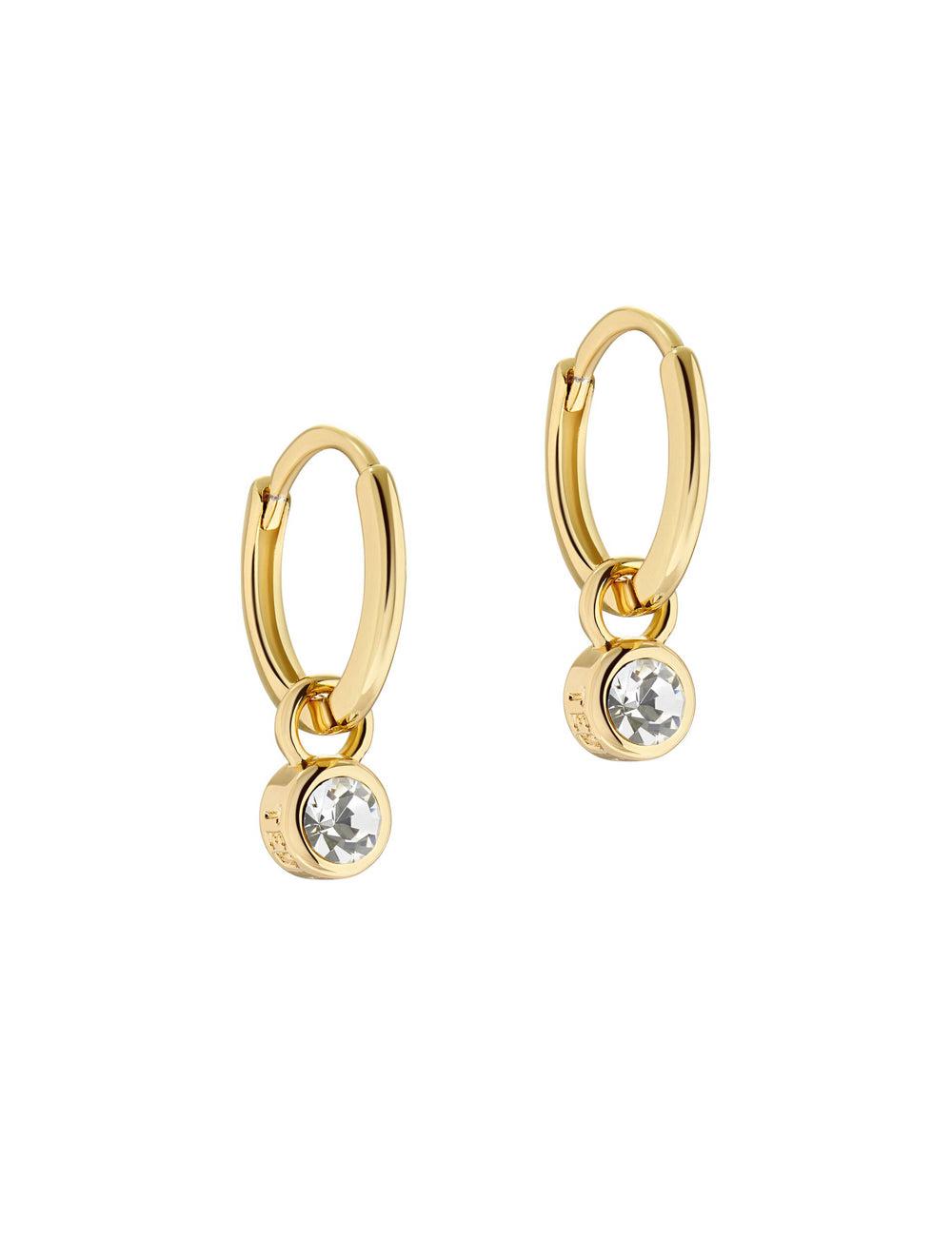 Women Ted Baker SINALAA - Crystal Pendant Huggie Earrings Gold | Egypt  WLGZN-0218