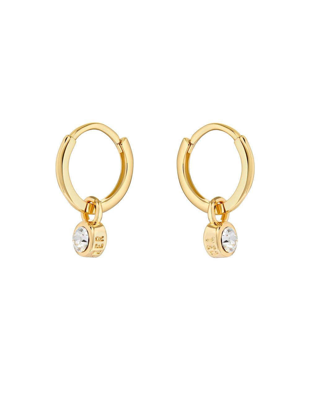 Women Ted Baker SINALAA - Crystal Pendant Huggie Earrings Gold | Egypt  WLGZN-0218