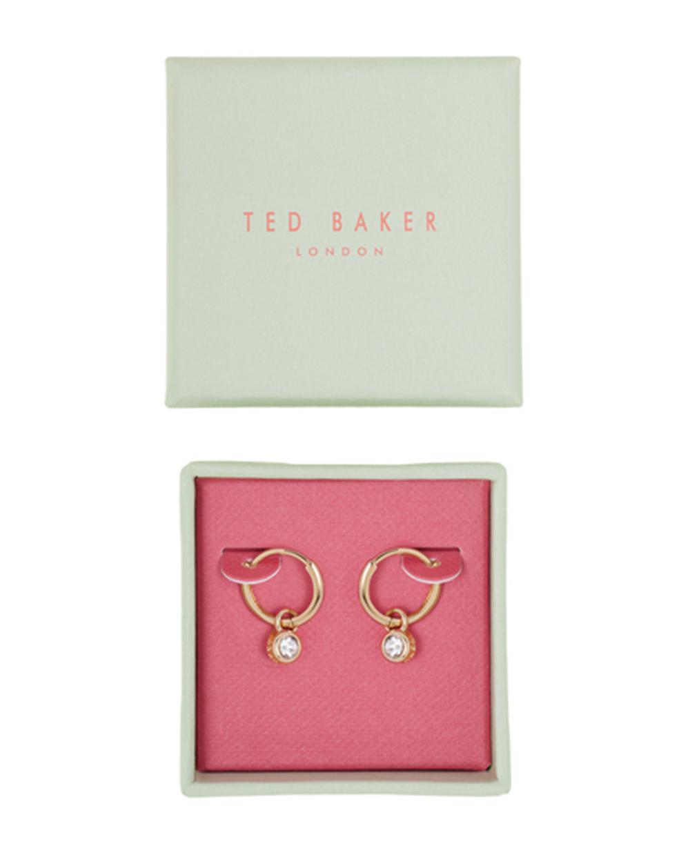 Women Ted Baker SINALAA - Crystal Pendant Huggie Earrings Gold | Egypt  WLGZN-0218