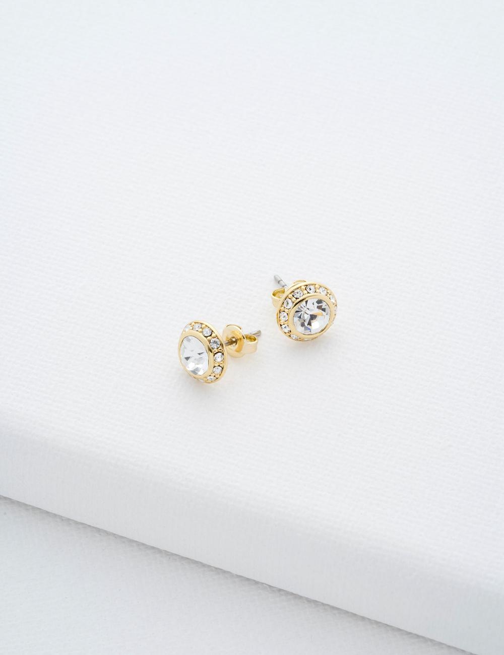 Women Ted Baker SOLETIA - Solitaire Sparkle Crystal Stud Earrings Gold | Egypt  UCYLA-1582